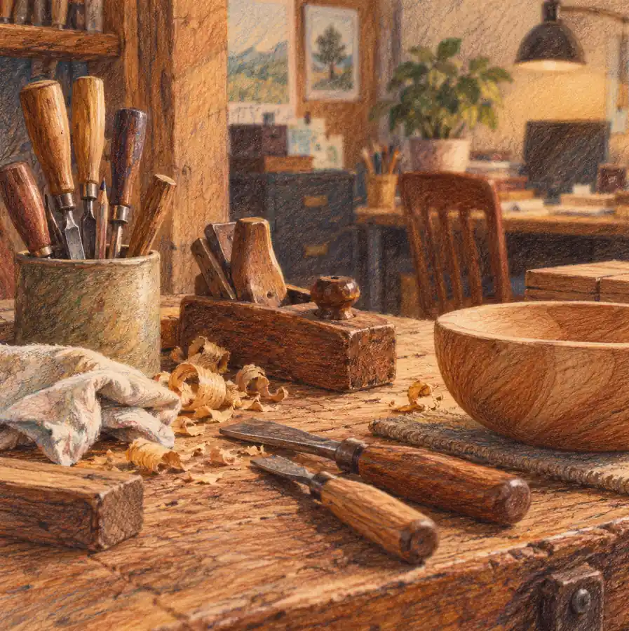 Illustration of established small businesses equipment and workspace
