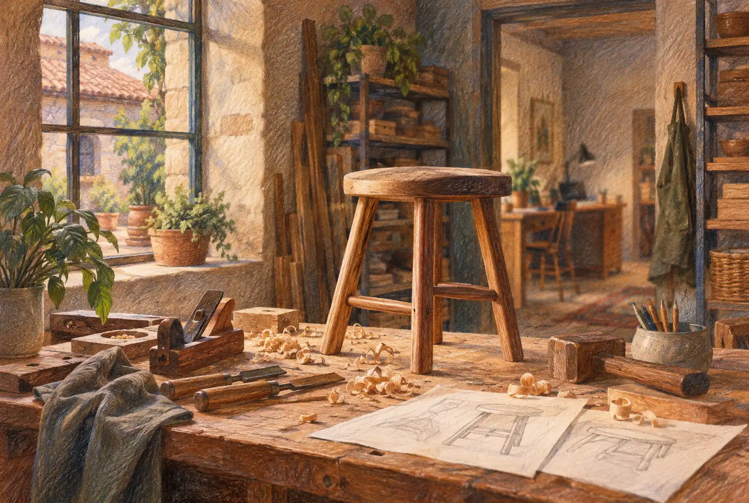 Illustration of established small businesses and their working space